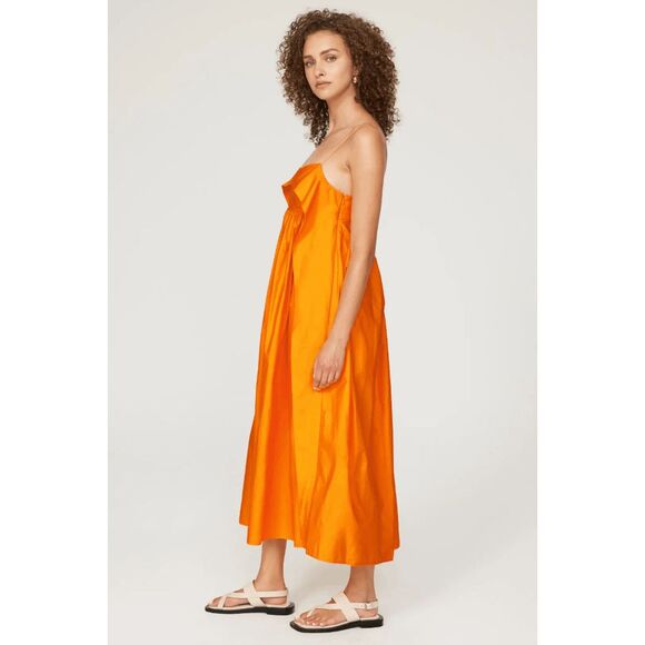 Cecilie Bahnsen Susa Organic Cotton Midi Dress in Tangerine US 8 $1095 - Picture 3 of 12